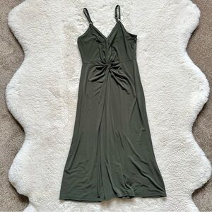 MICHAEL Michael Kors Olive Green Twist-Front Midi Dress XS
